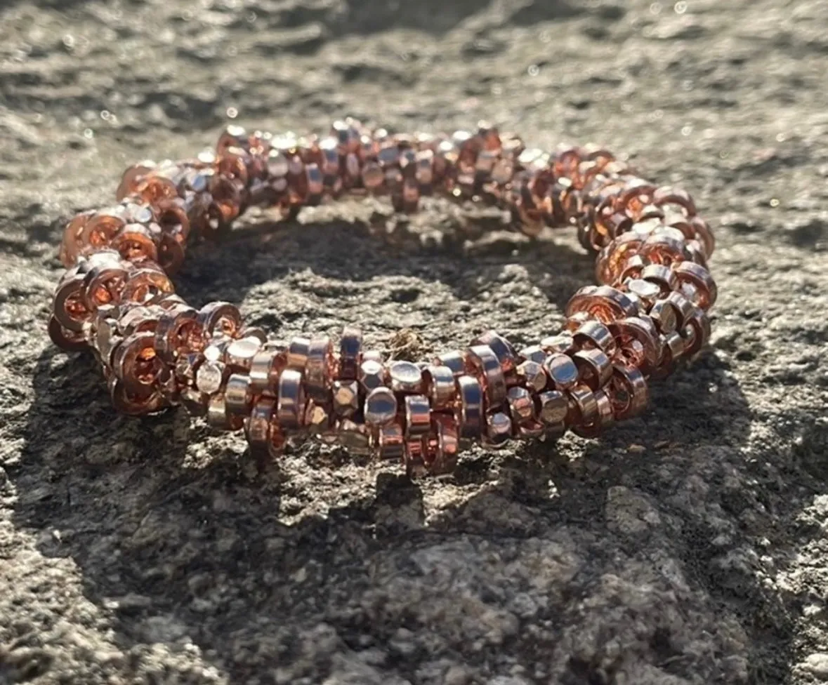 Rose gold crocheted bracelet