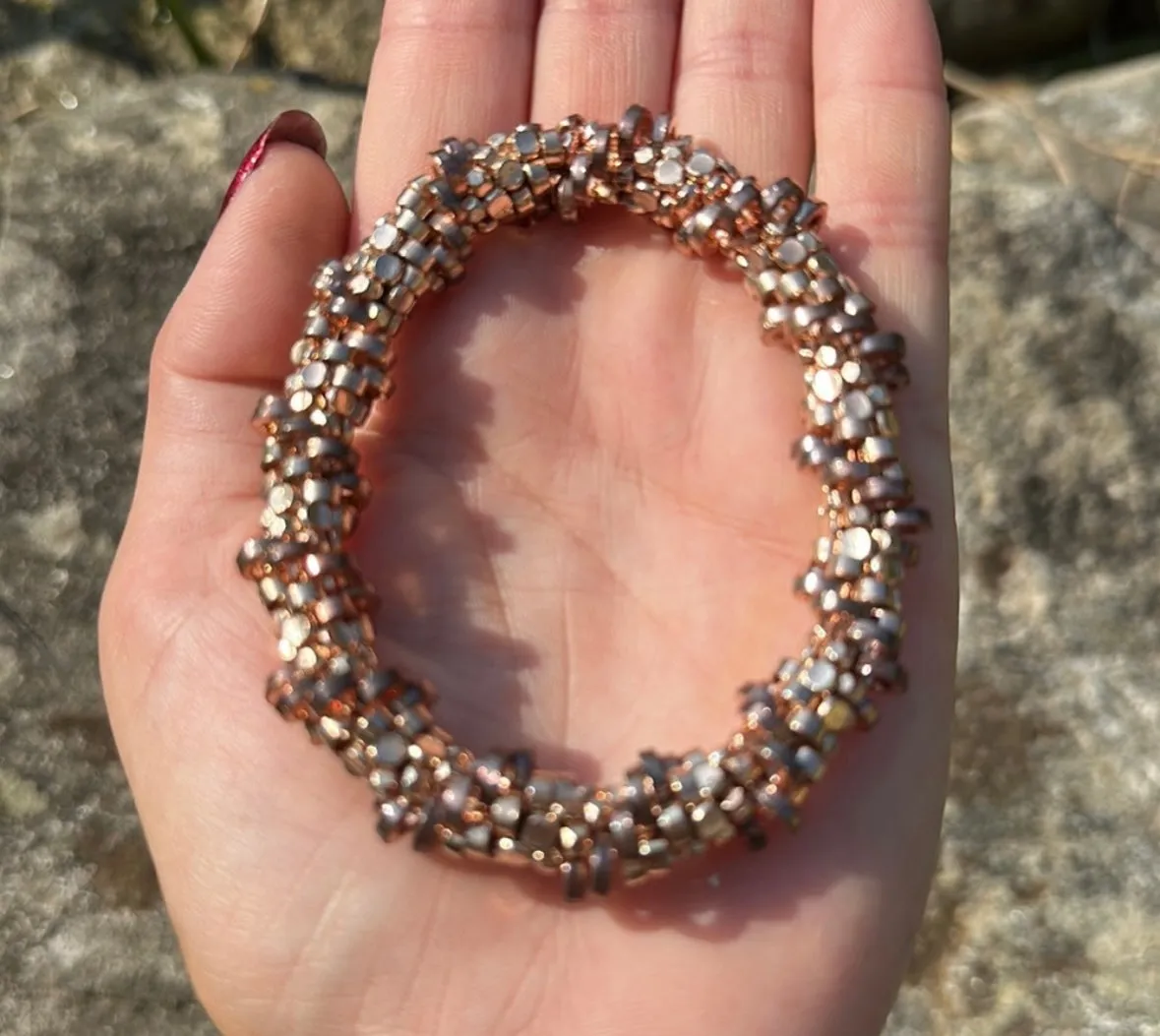 Rose gold crocheted bracelet