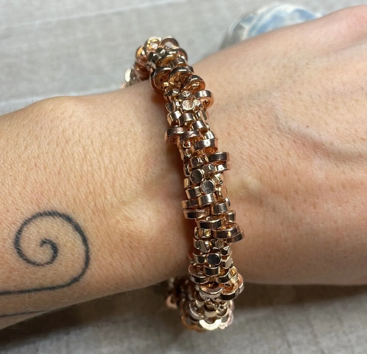 Rose gold crocheted bracelet