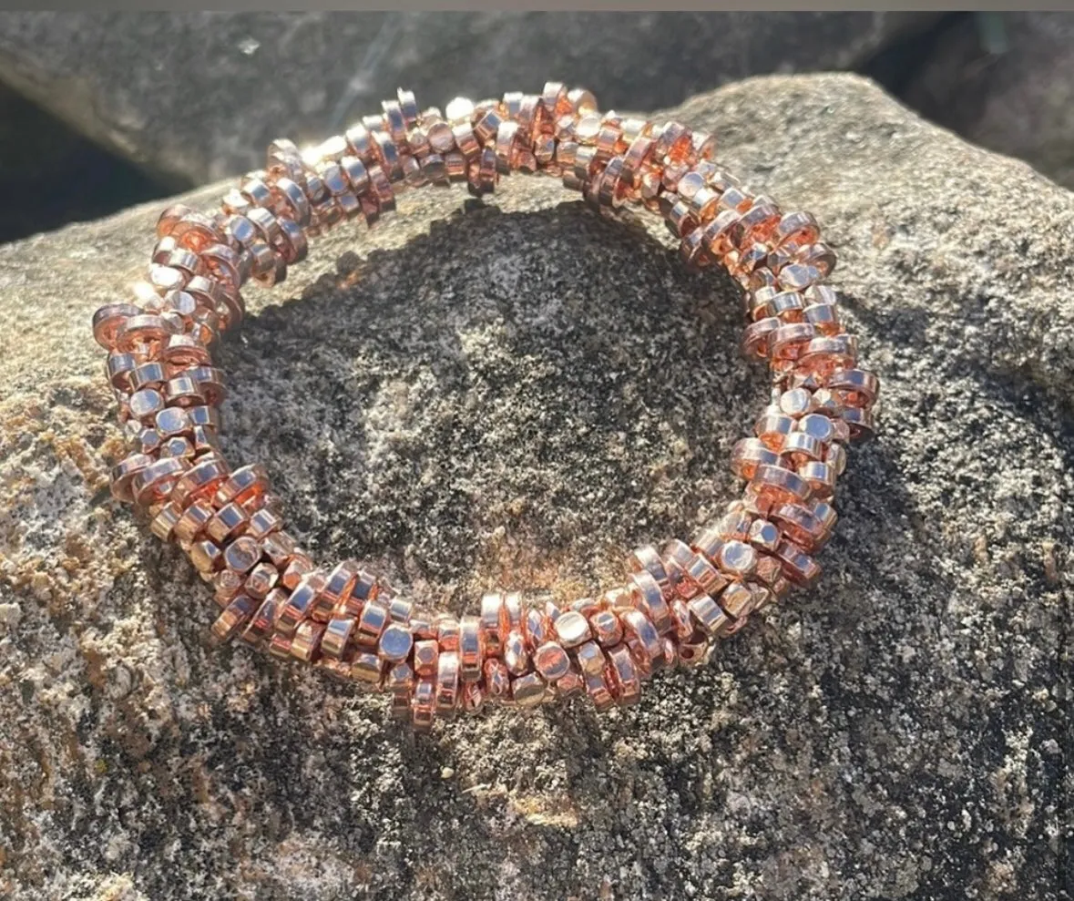 Rose gold crocheted bracelet