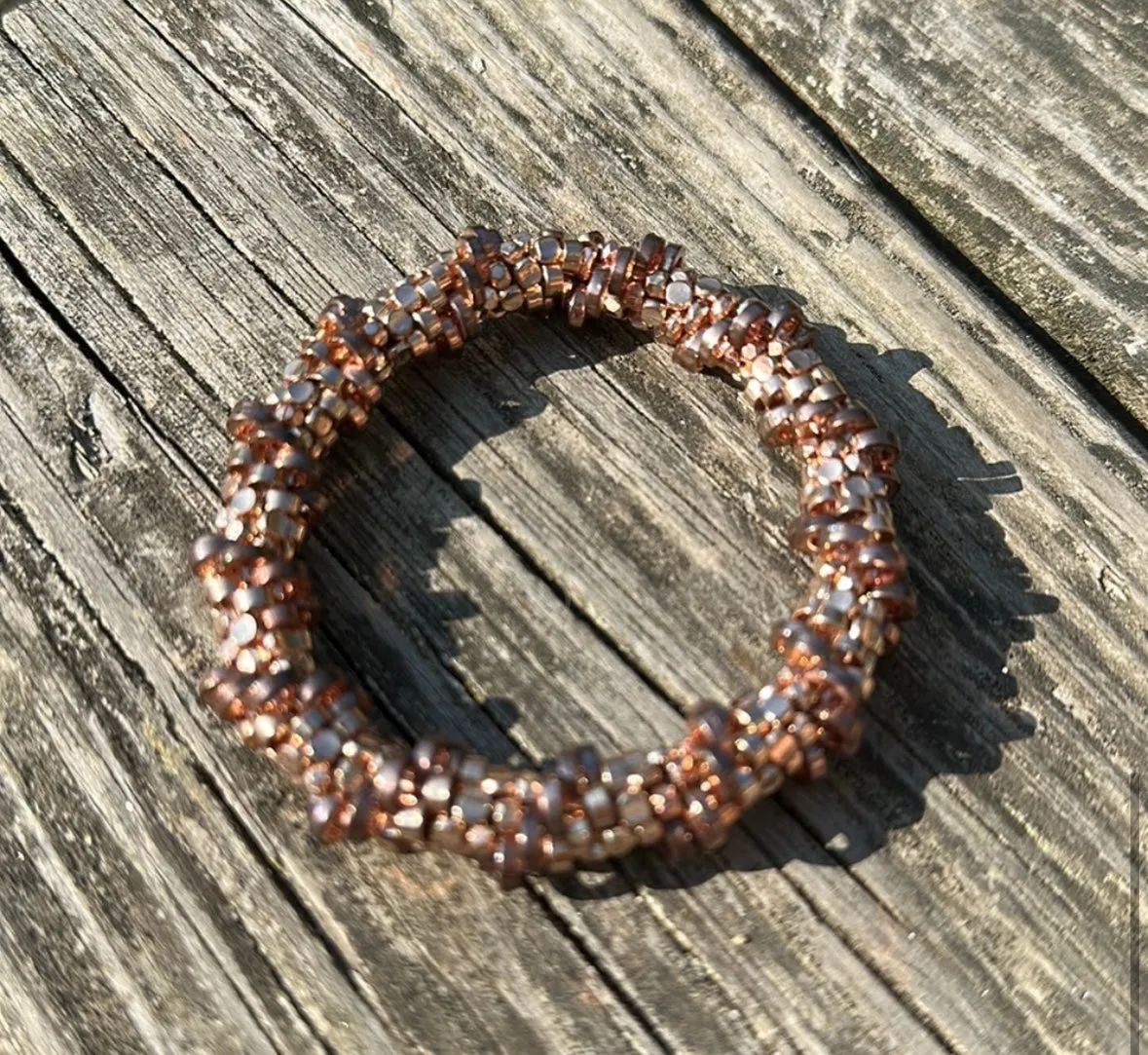 Rose gold crocheted bracelet