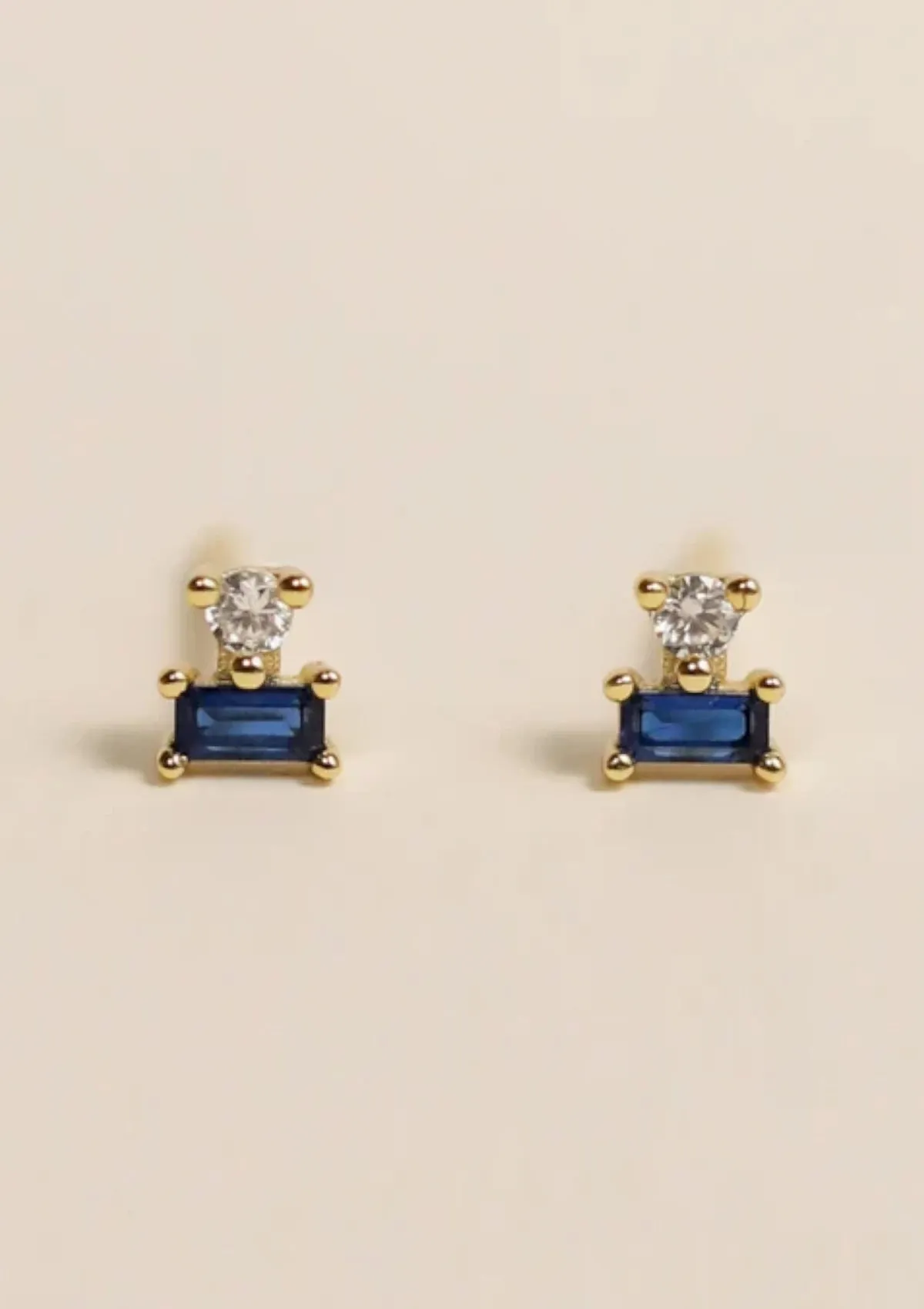 Sapphire CZ Double Stack Post Earrings