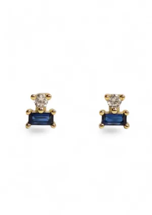 Sapphire CZ Double Stack Post Earrings