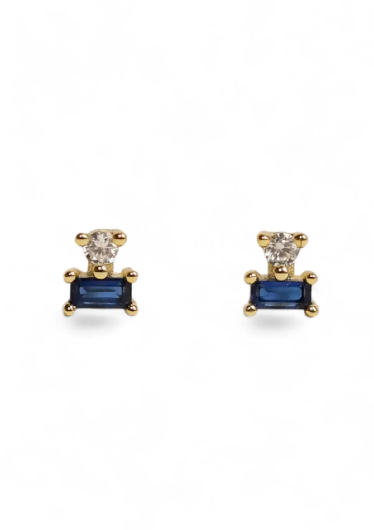 Sapphire CZ Double Stack Post Earrings