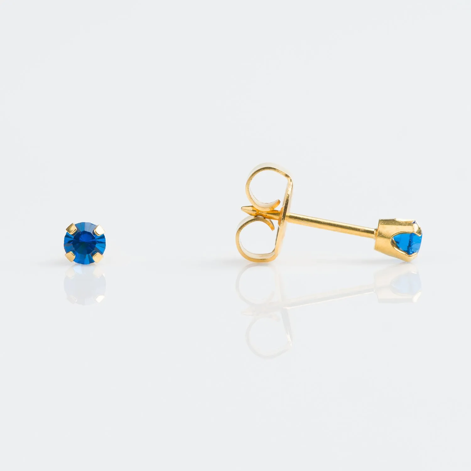 Sapphire Stud Earrings. 3mm - Gold - 7511-0109