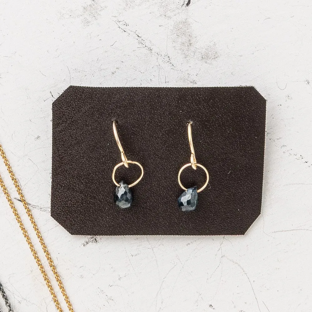 September Petite Briolette Drop Earrings: Sapphire