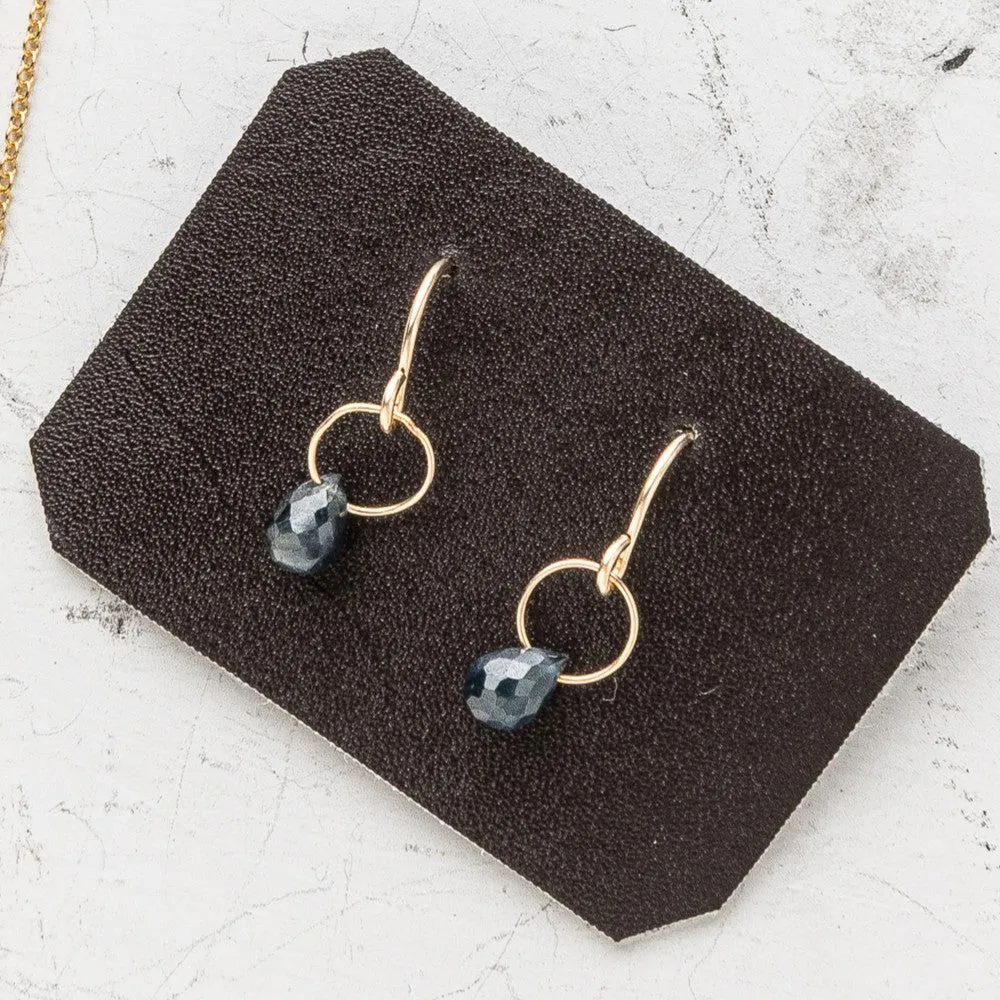 September Petite Briolette Drop Earrings: Sapphire