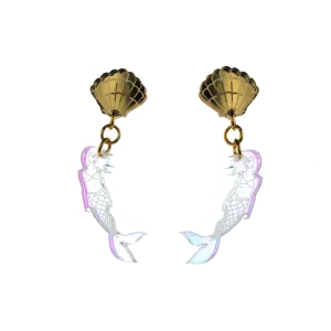 Shell and Mermaid Dangle Earrings
