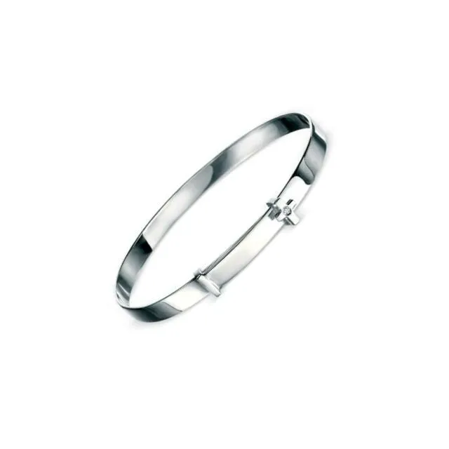 Silver & Diamond Cross Baby Bangle B775