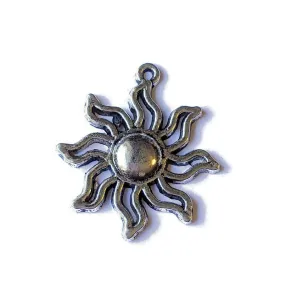 Silver Celestial Sun Charm Pendant