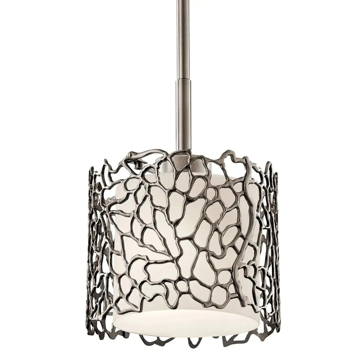 Silver Coral 10" 1 Light Mini Pendant Light, Classic Pewter Finish