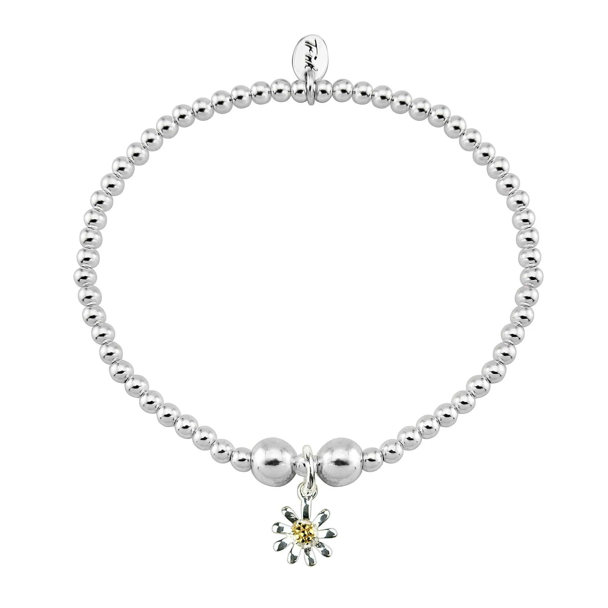 Silver Daisy Beaded Bracelet