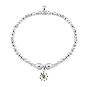 Silver Daisy Beaded Bracelet