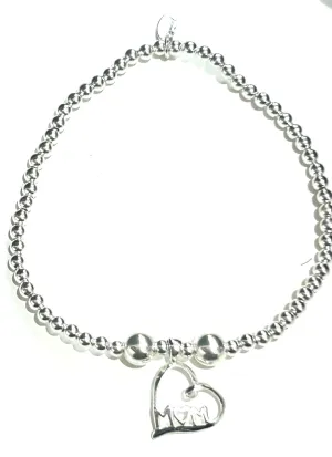 Silver Heart Mum Bracelet