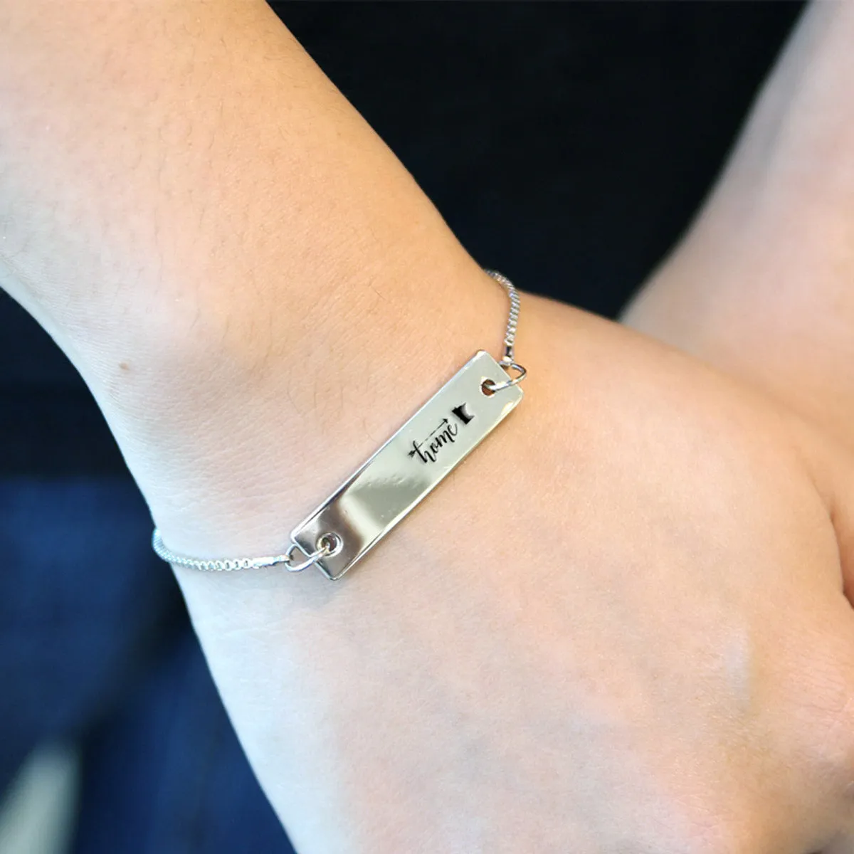 Silver Home is Minnesota Adjustable Bar Bracelet