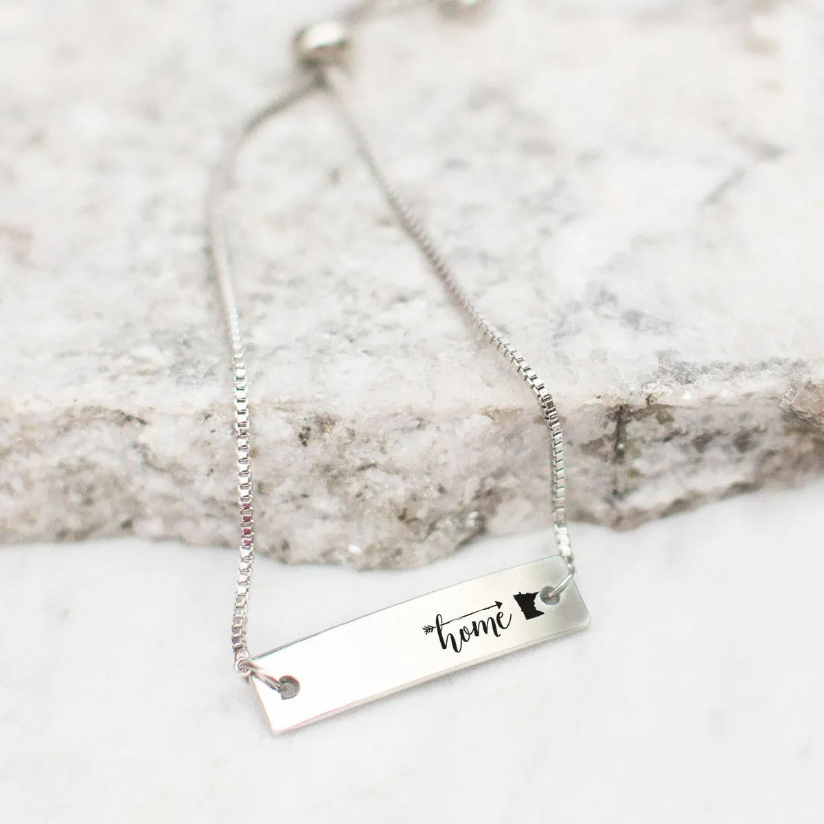 Silver Home is Minnesota Adjustable Bar Bracelet