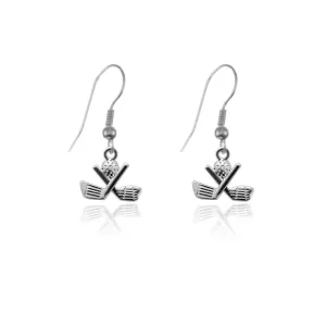 Silver Petite Golf Charm Dangle Earrings