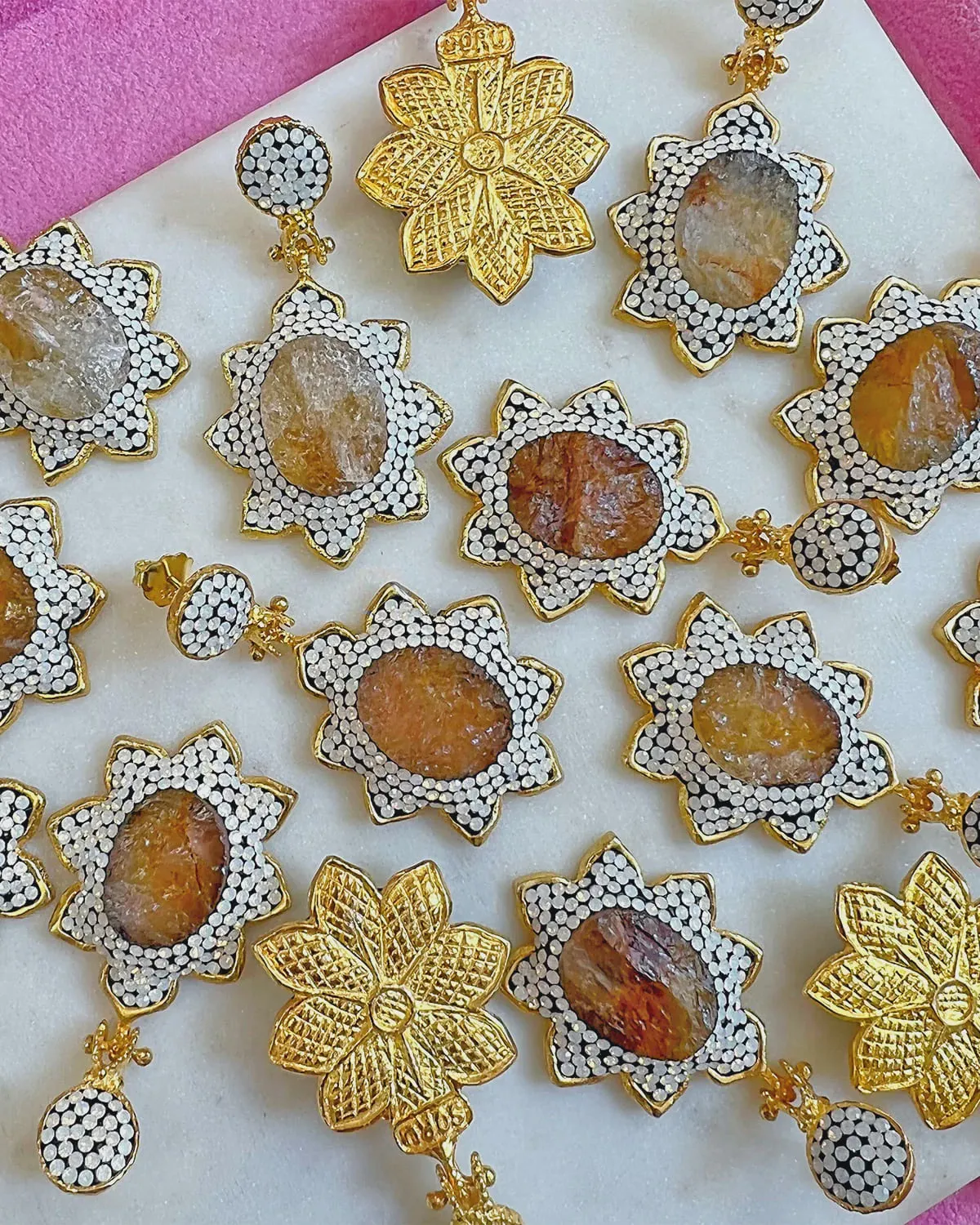 Soru Citrine Flower Earrings