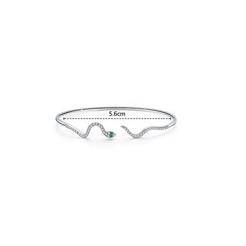 Sparkling Zircon Accented Snake Shape Cuff Bangle Bracelets