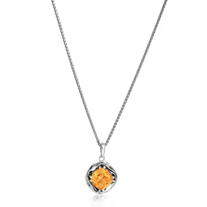 Statement Sterling Silver Citrine CZ Wrap Necklace
