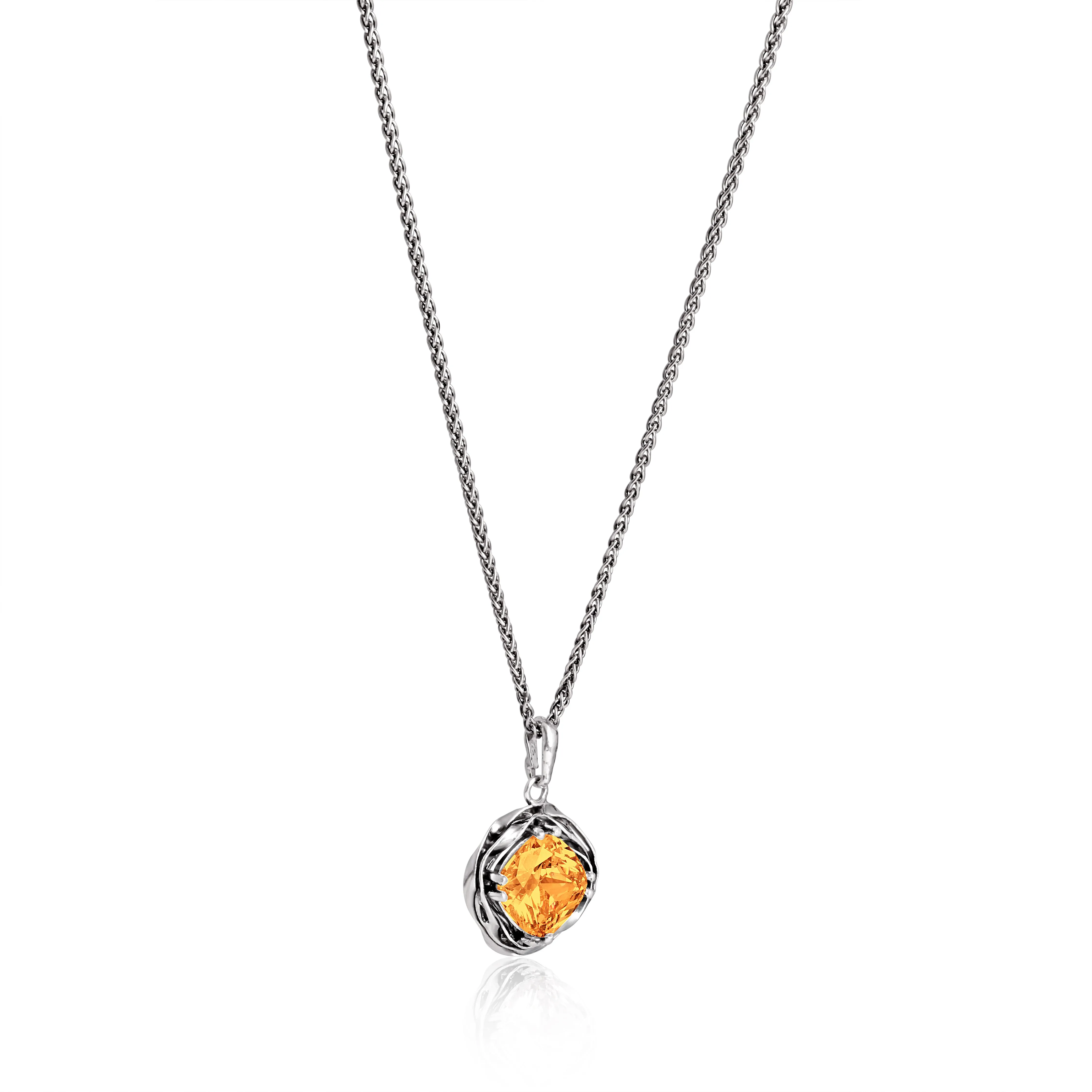 Statement Sterling Silver Citrine CZ Wrap Necklace