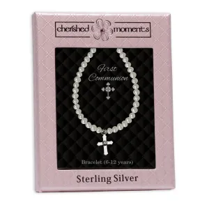 Sterling Silver First Communion Cross Bracelet