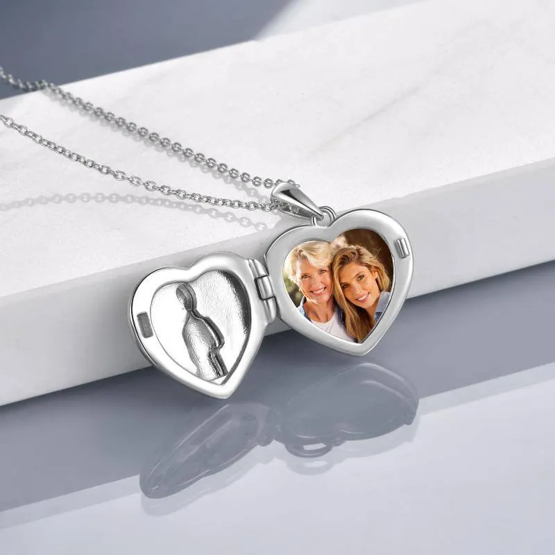 Sterling Silver Forget-me-not Heart Locket That Holds Pictures Memory Locket Necklace