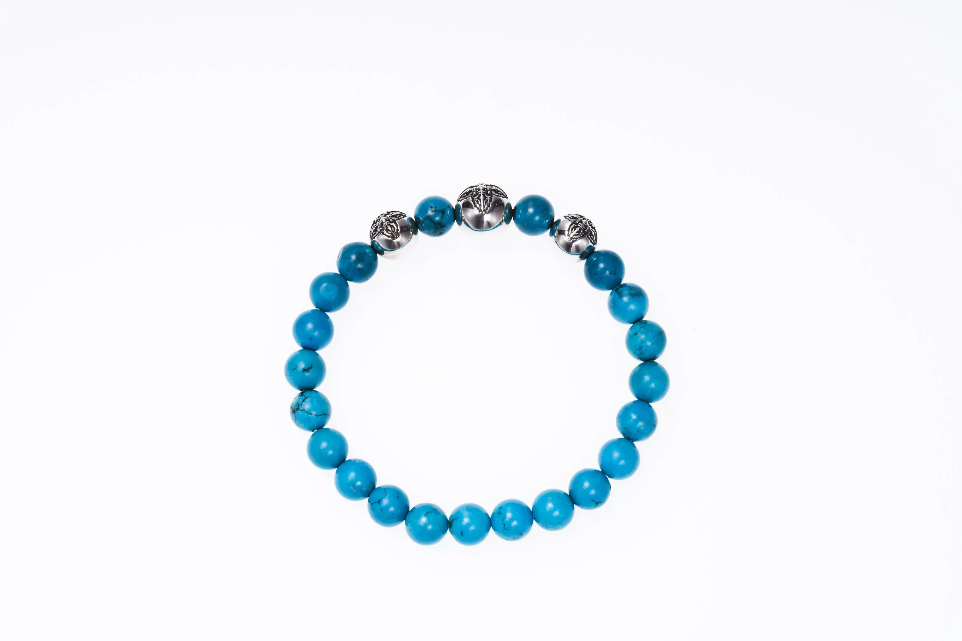 Stone Bracelet With Double Dorje Ball : (Turquoise)