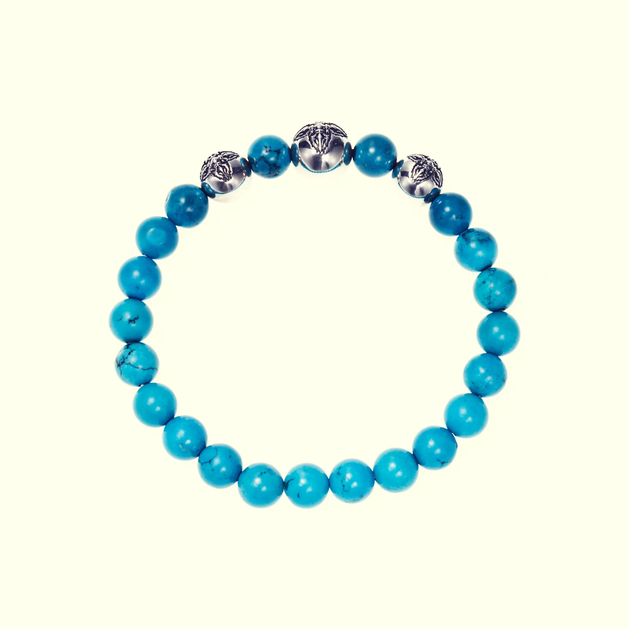 Stone Bracelet With Double Dorje Ball : (Turquoise)