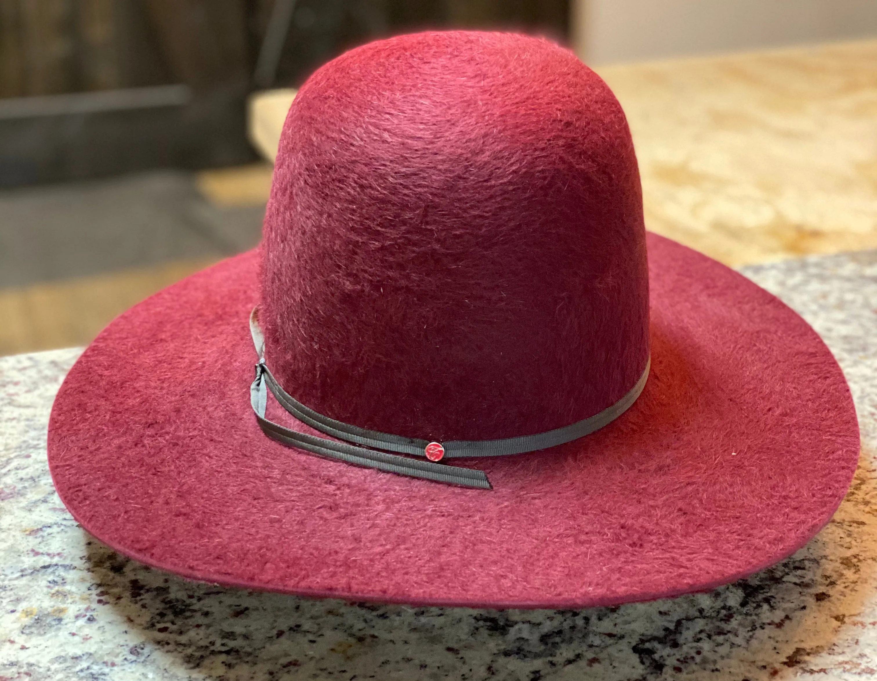 Tacchino - Open Crown Felt Hat - Maroon Grizzly