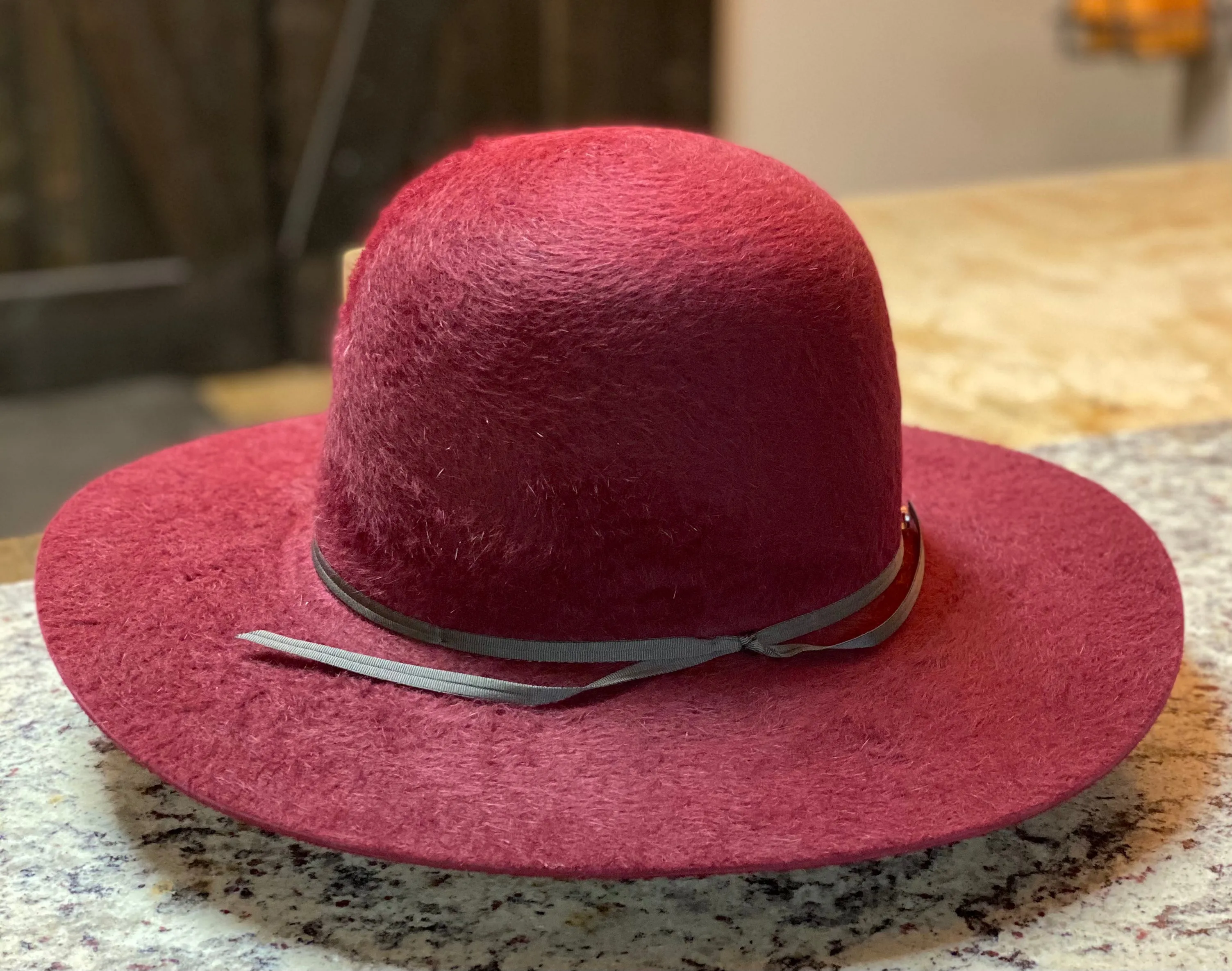 Tacchino - Open Crown Felt Hat - Maroon Grizzly