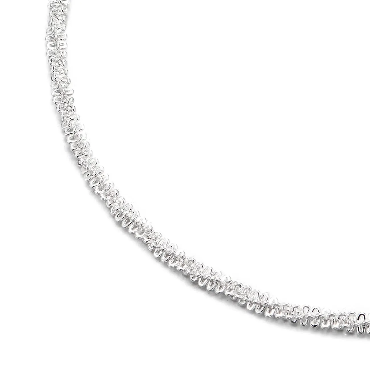 Thin Braided Textured Link Chain Anklet Bracelet with Jingle Bell, Adjustable