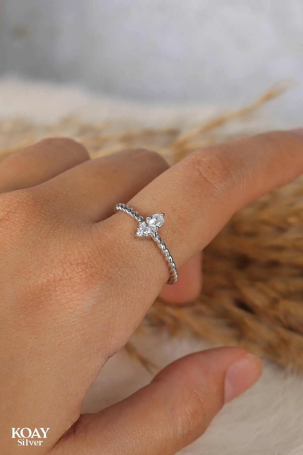Tiny SIiver Zircon Ring
