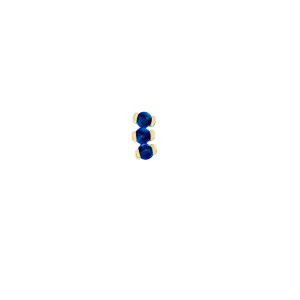 Triple Reverse Blue Sapphire Stud Earring, 6.5mm Screw Back - 9ct Yellow Gold - ST-REV-TR-BS-SC6.5
