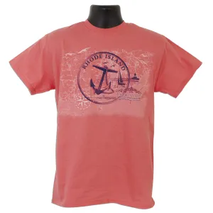 TSRI01C T-Shirt - Rhode Island Circle Map CORAL SILK