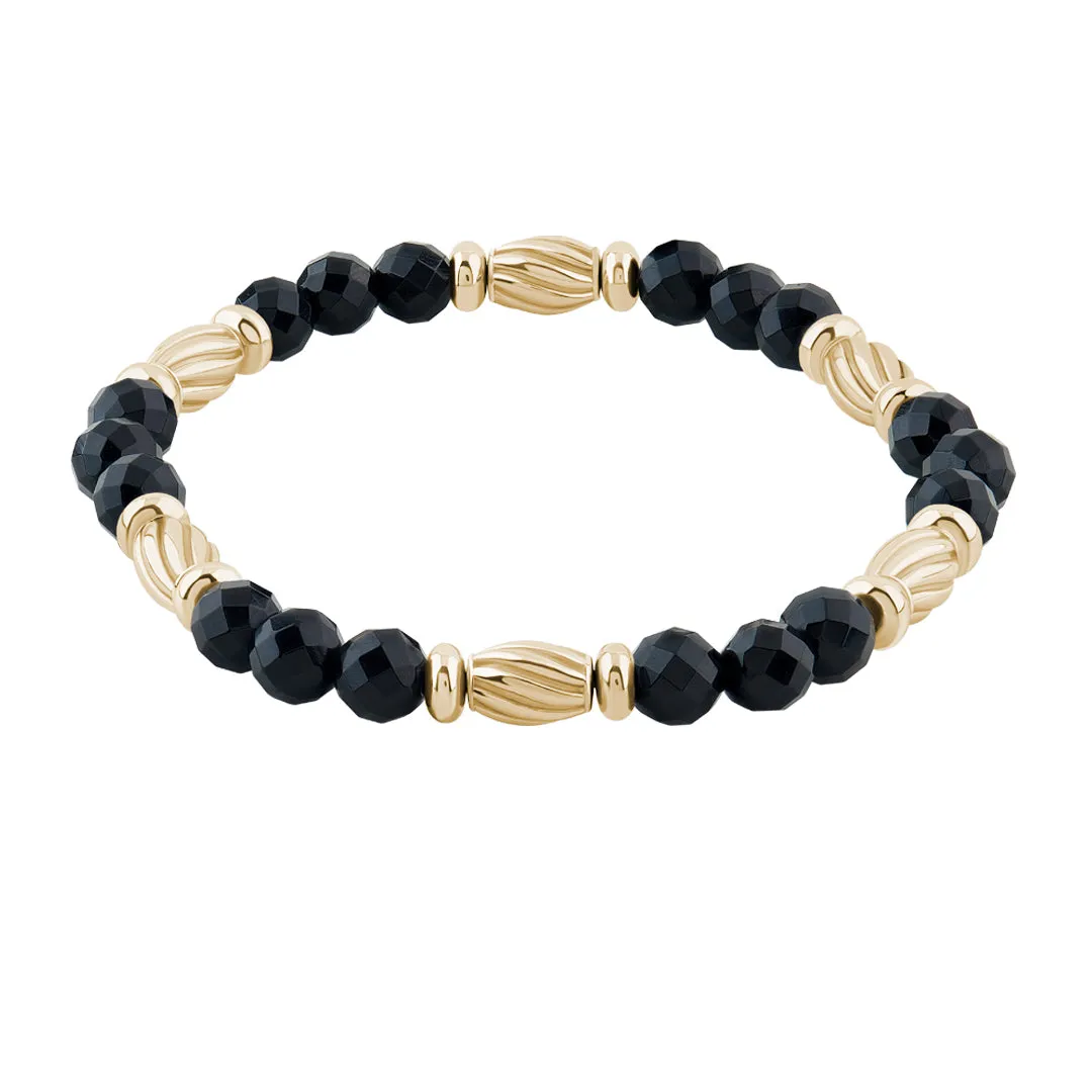 Twist Faceted Agate Beaded Bracelet in Silver