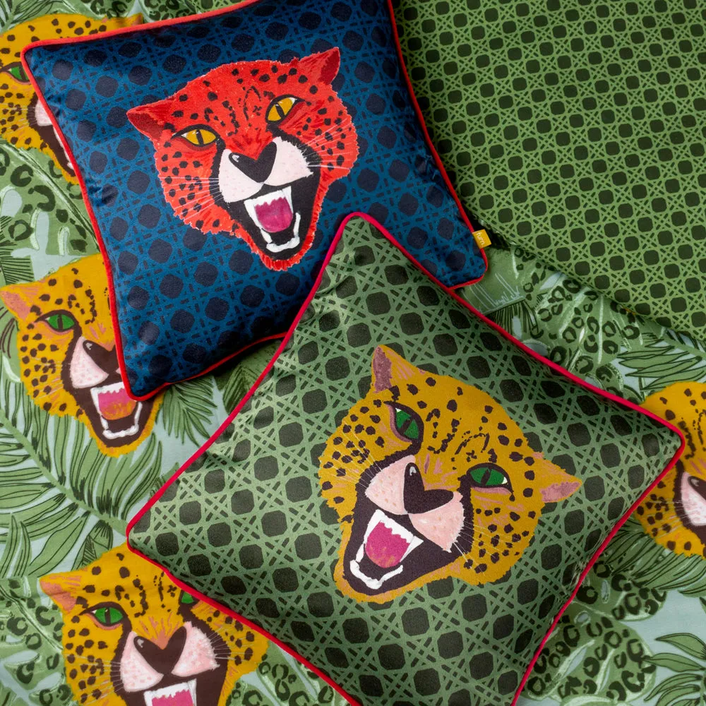 Untamed Cheetah Cushion Blue