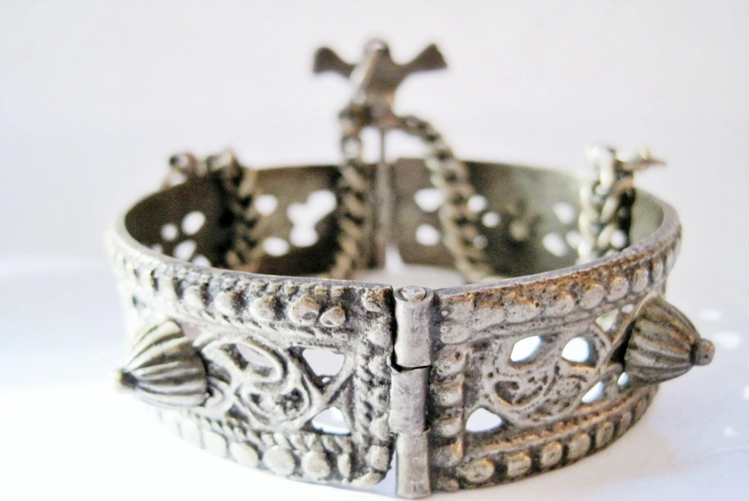 Vintage Silver Berber Bracelet with Bird Closure