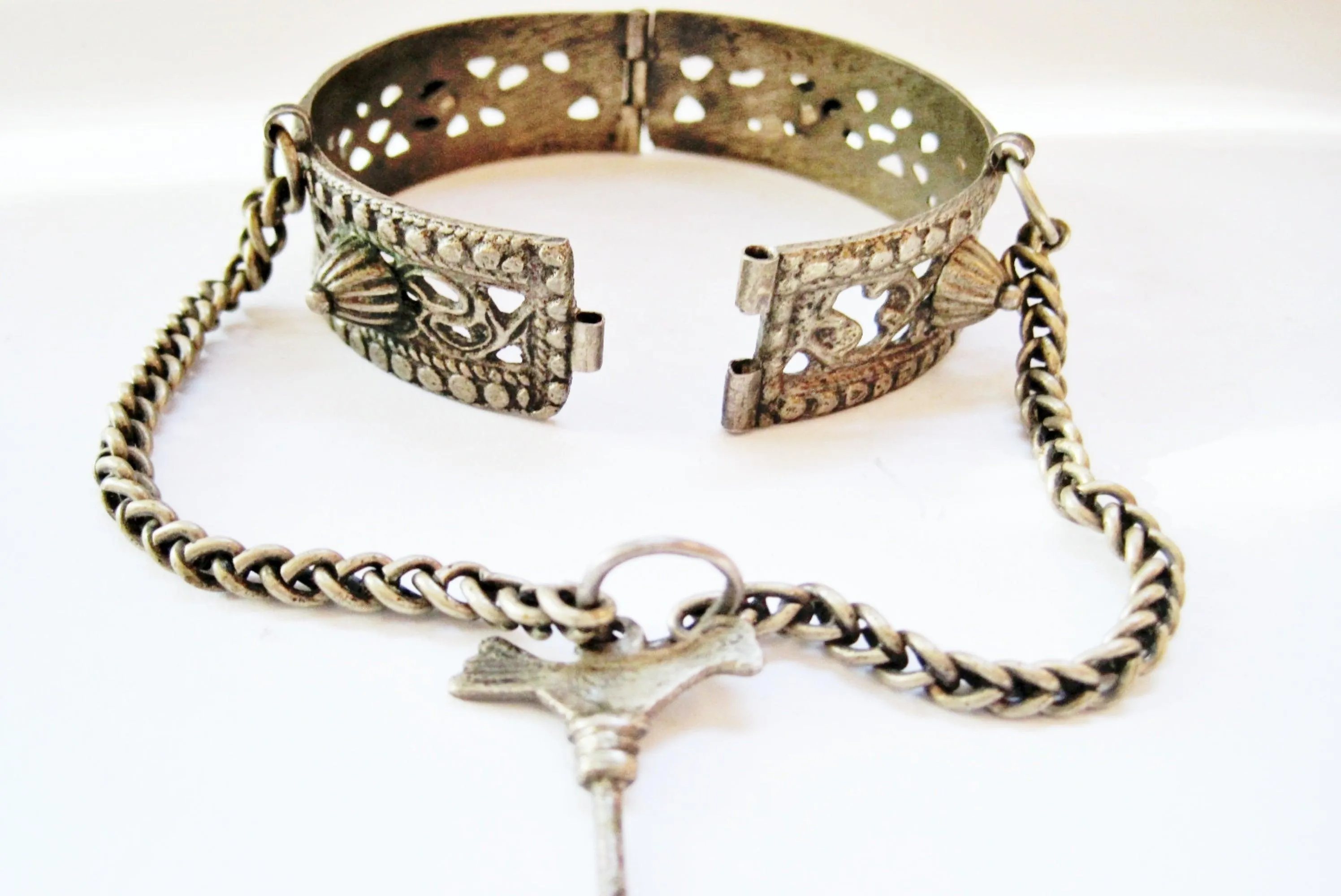 Vintage Silver Berber Bracelet with Bird Closure