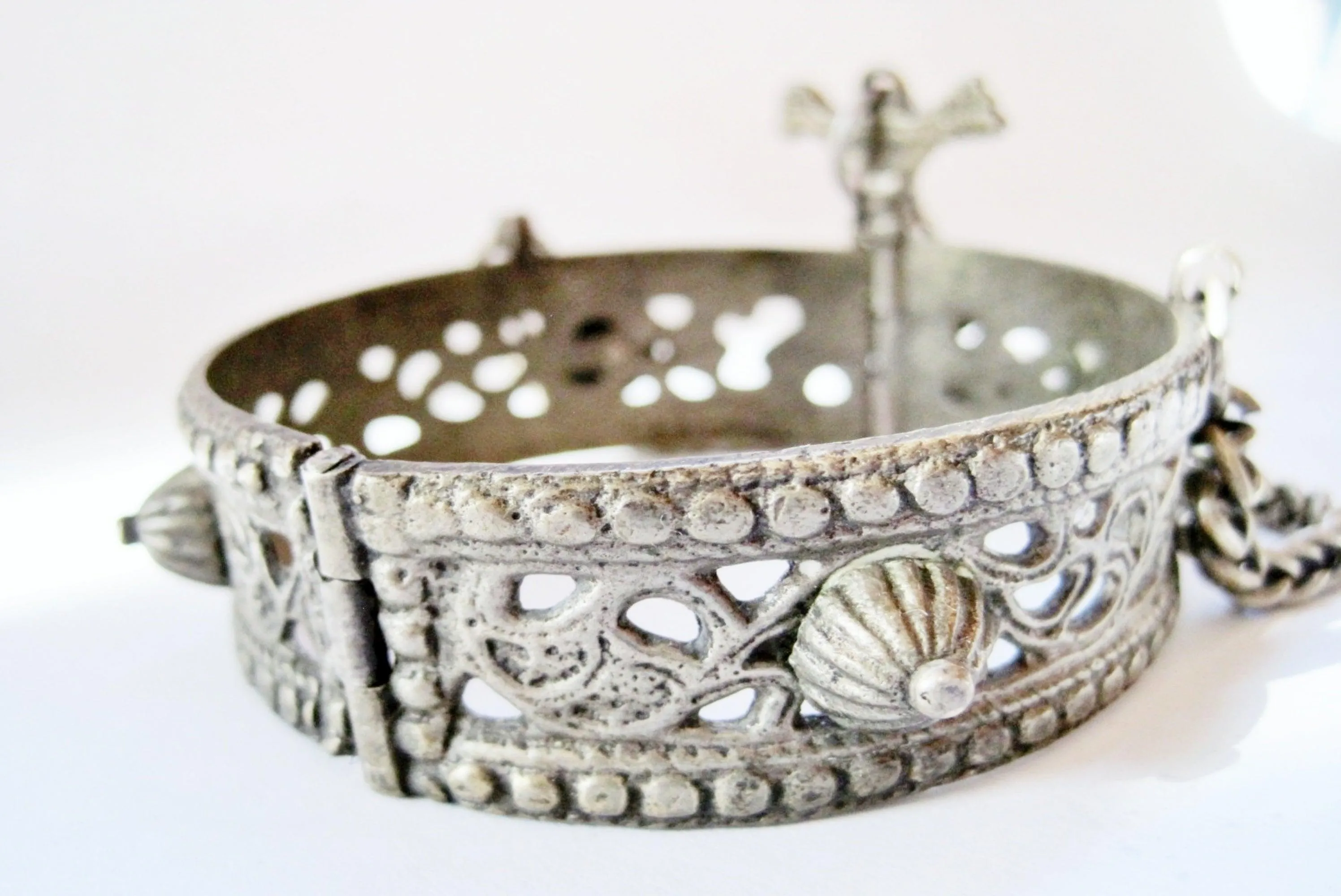 Vintage Silver Berber Bracelet with Bird Closure