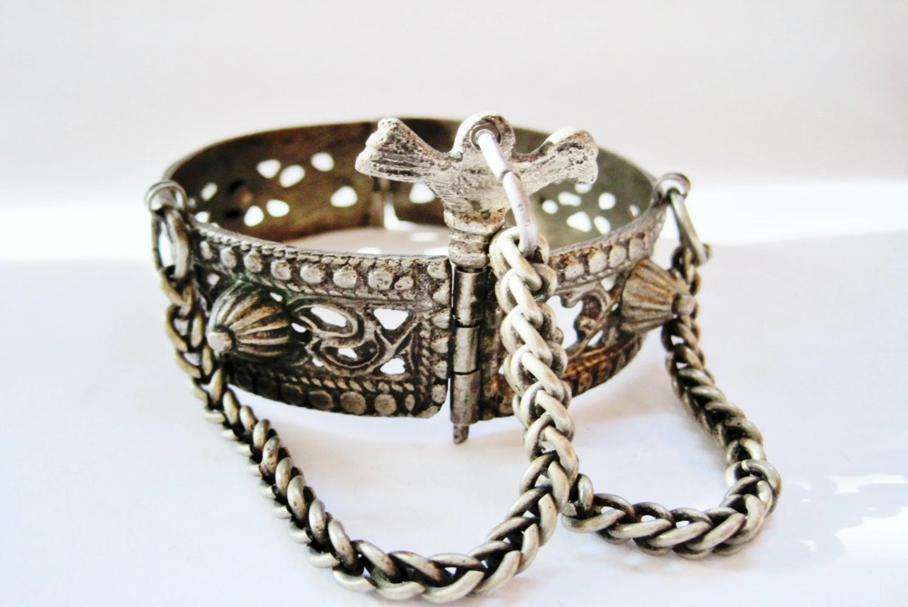 Vintage Silver Berber Bracelet with Bird Closure