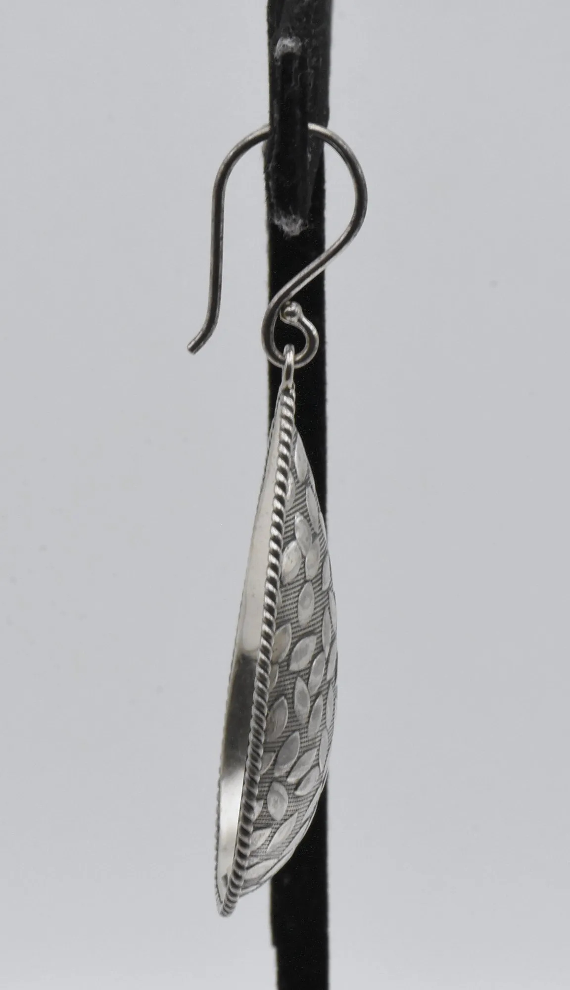 Vintage Sterling Silver Domed Teardrop Dangle Earrings - Read Description