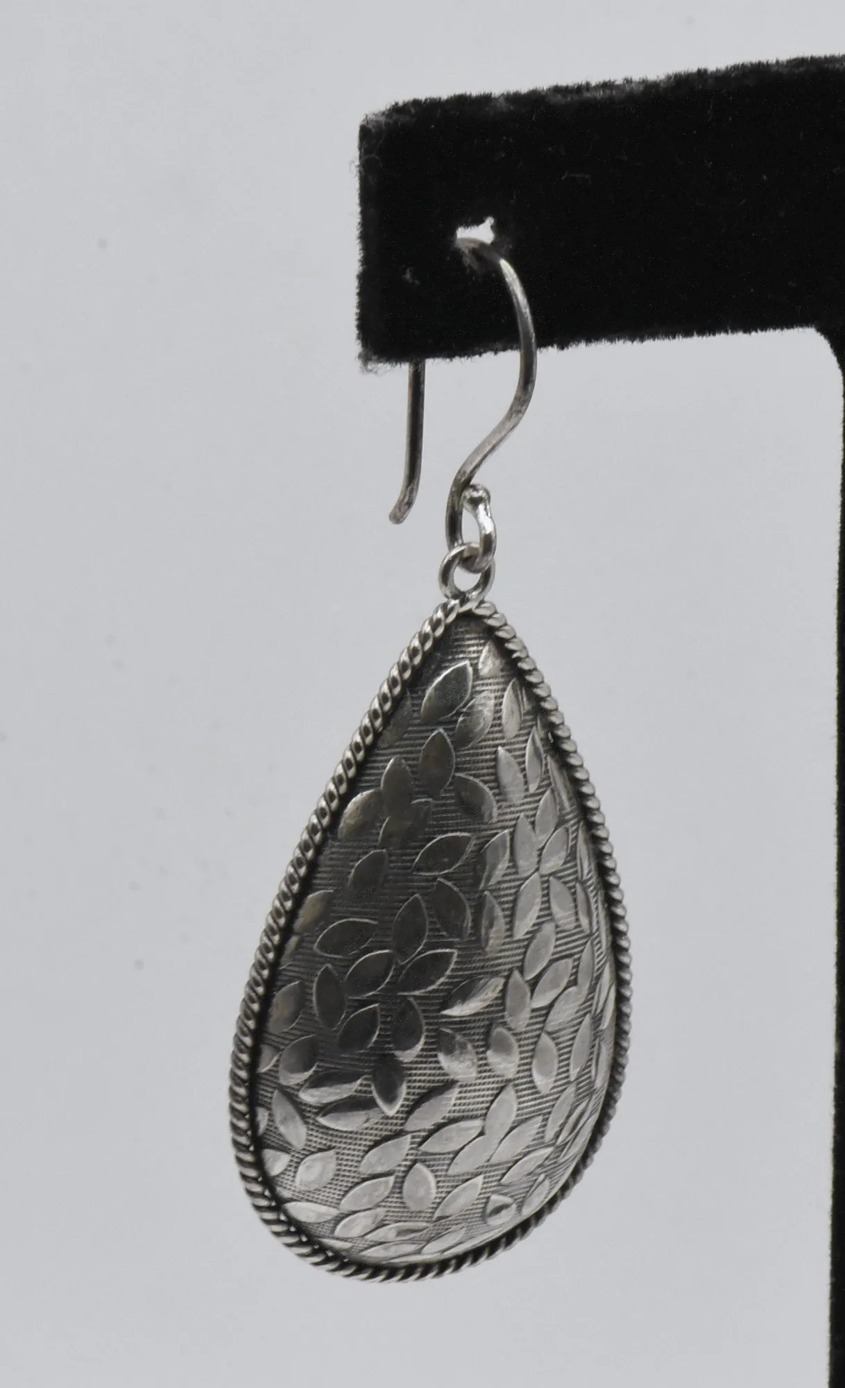 Vintage Sterling Silver Domed Teardrop Dangle Earrings - Read Description