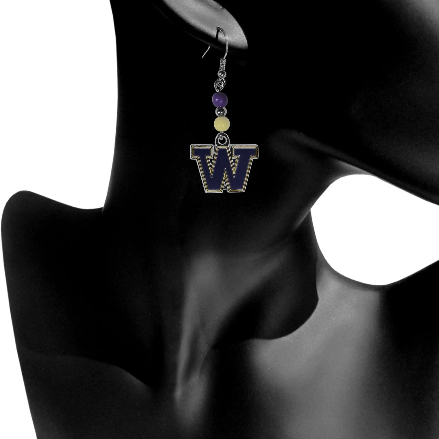 Washington Huskies Fan Bead Dangle Earrings