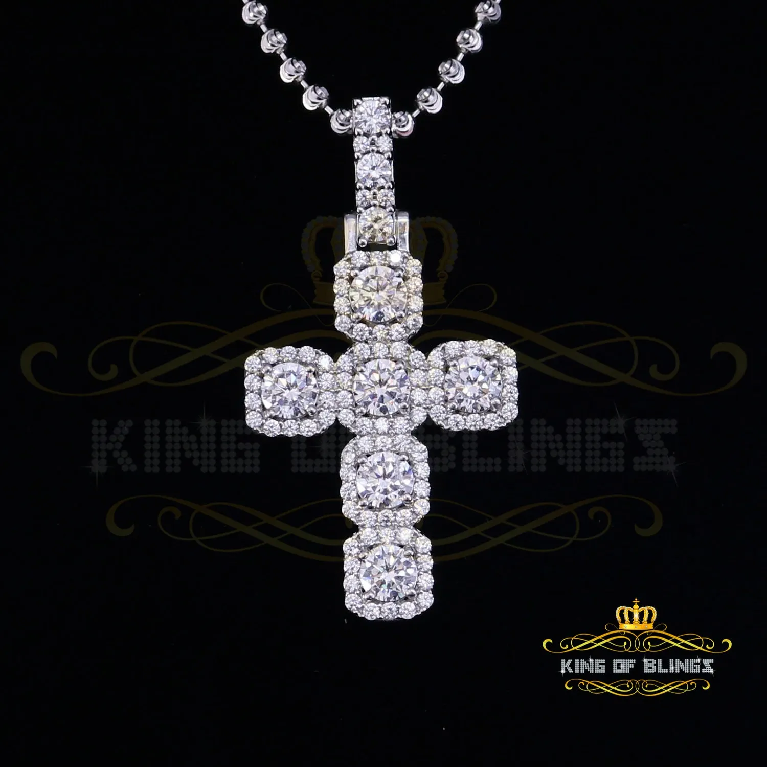 White Sterling Silver 925 CROSS Pendant Shape Pendant with 8.03ct Cubic Zirconia