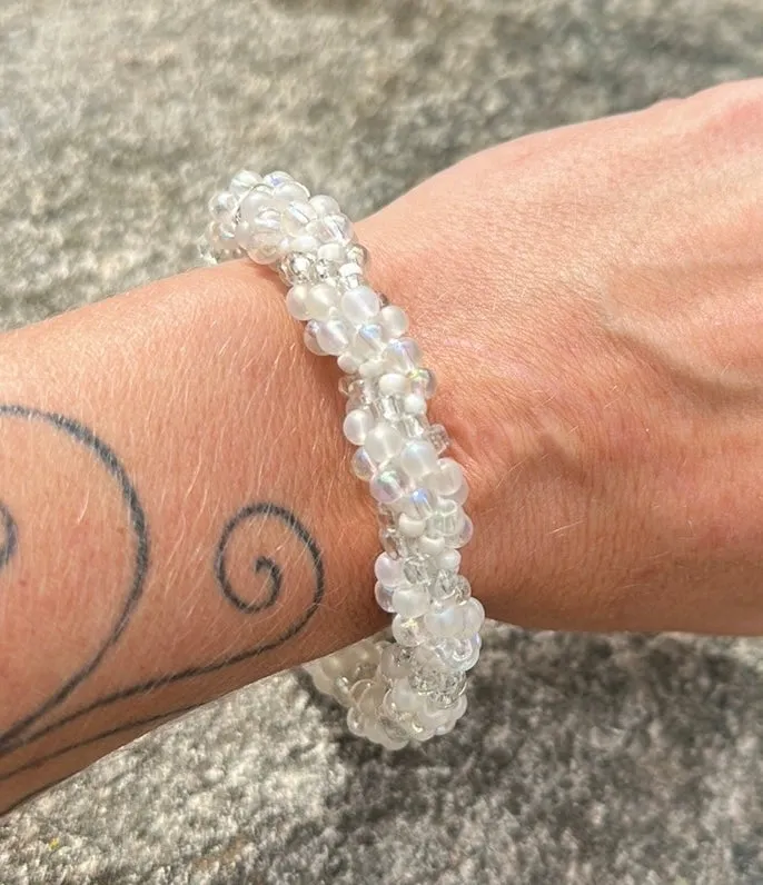 White twist crocheted bracelet