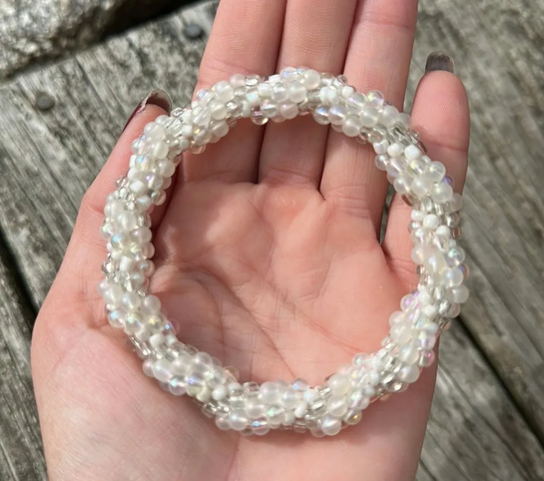 White twist crocheted bracelet