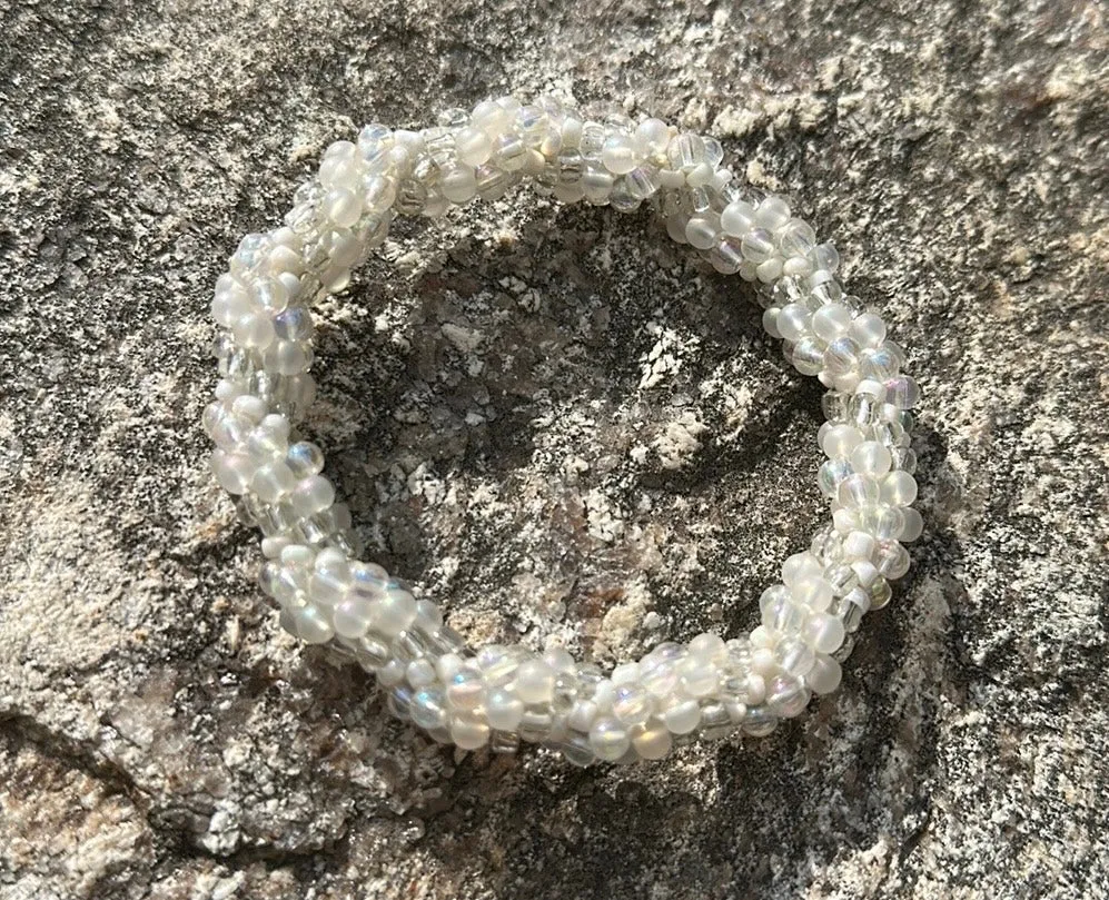 White twist crocheted bracelet