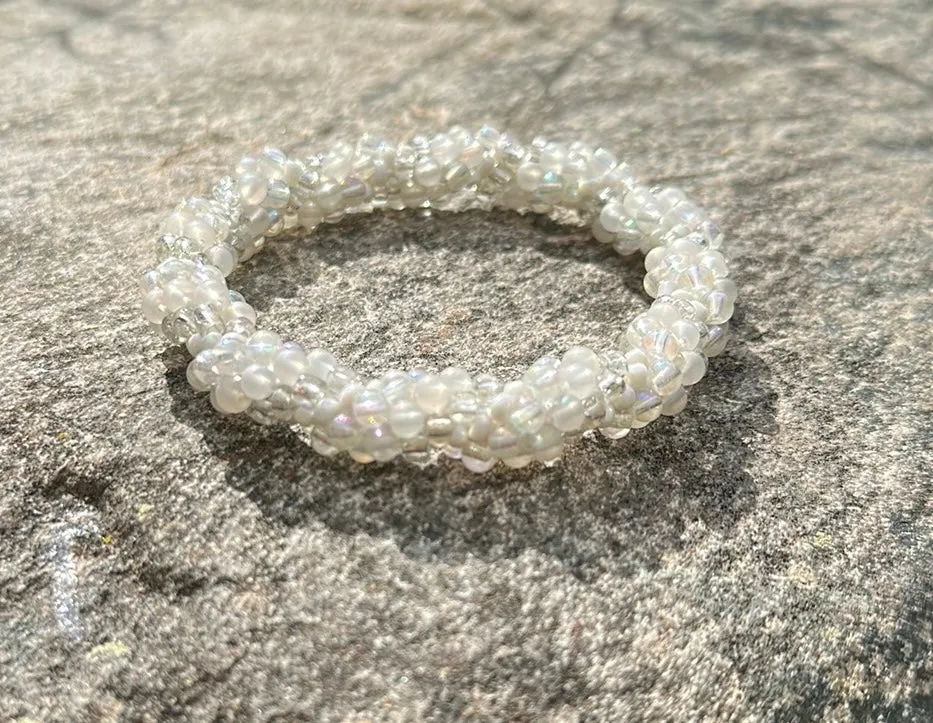 White twist crocheted bracelet