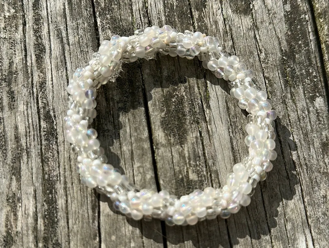 White twist crocheted bracelet